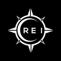 rei resumen tecnología circulo ajuste logo diseño en negro antecedentes. rei creativo iniciales letra logo concepto. vector