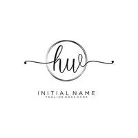 Initial HW feminine logo collections template. handwriting logo of initial signature, wedding, fashion, jewerly, boutique, floral and botanical with creative template for any company or business. vector