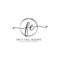 Initial FE feminine logo collections template. handwriting logo of initial signature, wedding, fashion, jewerly, boutique, floral and botanical with creative template for any company or business. vector