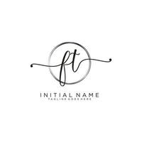 Initial FT feminine logo collections template. handwriting logo of initial signature, wedding, fashion, jewerly, boutique, floral and botanical with creative template for any company or business. vector