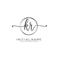 Initial KR feminine logo collections template. handwriting logo of initial signature, wedding, fashion, jewerly, boutique, floral and botanical with creative template for any company or business. vector