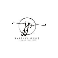 Initial JP feminine logo collections template. handwriting logo of initial signature, wedding, fashion, jewerly, boutique, floral and botanical with creative template for any company or business. vector