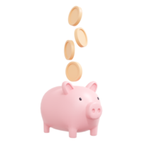 3d rendering of stack of coin and piggy bank concept of saving and investment. 3d illustration cartoon style. png