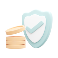 3d rendering of stack of coin and safe icon concept of money insurance. 3d illustration cartoon style. png