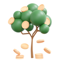 3d rendering of money tree concept of saving interest and investment. 3d illustration cartoon style. png