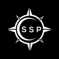 SSP abstract technology circle setting logo design on black background. SSP creative initials letter logo concept. vector