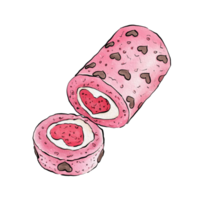 cuore rosa crema rotolo torta png