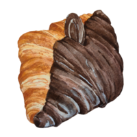 waterverf schilderij van chocola croissants png