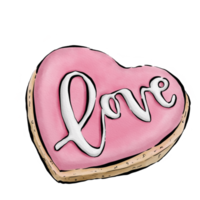 Valentines Heart Cookies Watercolor Painting png