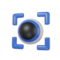 Retinal recognition to unlock about database and security icon 3D rendering png