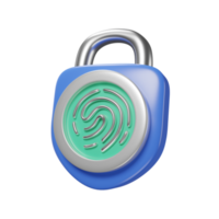 Thumbprint to unlock about database and security icon 3D rendering png