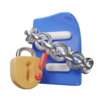 ransomware dossier fermer à clé à propos base de données et Sécurité icône 3d le rendu png