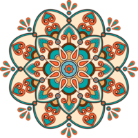 ethnisch Mandala mit bunt Ornament zum Kunst auf das Mauer. Stoff Muster. Karte texturiert Hintergrund Fliese Schablone Aufkleber und Textil. abstrakt Illustration. png