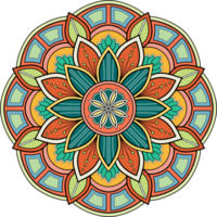 etnico mandala con colorato ornamento per arte su il parete. tessuto modello. carta strutturato sfondo piastrella stampino etichetta e tessile. astratto illustrazione. png