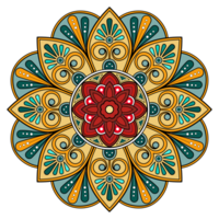 ethnisch Mandala mit bunt Ornament zum Kunst auf das Mauer. Stoff Muster. Karte texturiert Hintergrund Fliese Schablone Aufkleber und Textil. abstrakt Illustration. png