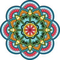 etnico mandala con colorato ornamento per arte su il parete. tessuto modello. carta strutturato sfondo piastrella stampino etichetta e tessile. astratto illustrazione. png