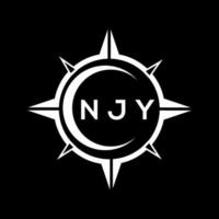 NJY abstract monogram shield logo design on black background. NJY creative initials letter logo. vector