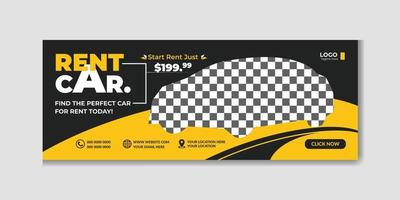 Rent a car social media timeline cover or web banner design template vector