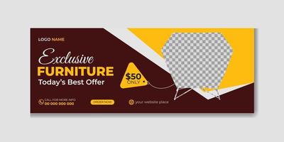 Furniture sale timeline cover design, web banner for furniture product promotion, sale banner template free vector