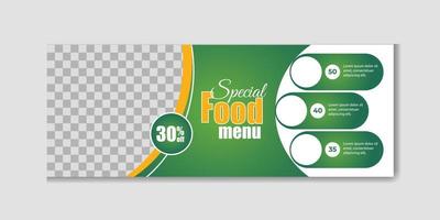 Food menu restaurant social media post timeline cover or web banner template vector