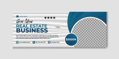 Modern real state home for sale timeline cover page and web ad banner template or social media post design vector