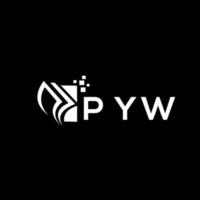 PYW credit repair accounting logo design on BLACK background. PYW creative initials Growth graph letter logo concept. PYW business finance logo design. vector