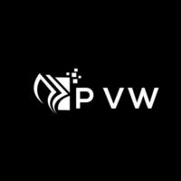 PVW credit repair accounting logo design on BLACK background. PVW creative initials Growth graph letter logo concept. PVW business finance logo design. vector