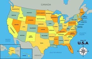 Map of USA with Surrounding Borders vector
