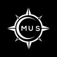 MUS abstract monogram shield logo design on black background. MUS creative initials letter logo. vector