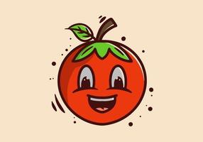 mascota personaje ilustración de un rojo tomate vector