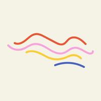 A set of vector hand-drawn curved colored lines of different shapes and directions.