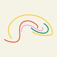 A set of vector hand-drawn curved colored lines of different shapes and directions.