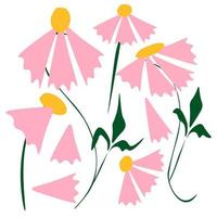 flor silvestre vistoso retro 70s Años 80 90s botánico diseño floral ilustración de margaritas.primavera flores decoración vector planta Arte.