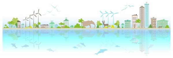 Clean green environment. Ecology concept and Environmental  design elements for sustainable energy development, Vector illustration Nature, ecology, organic, environment, banners.