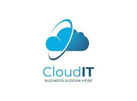 Vector logo cloud computing and storage. technology design template