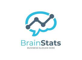 Vector logo brain stats graph neuro sains