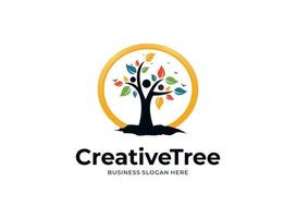 Human tree creative concept logo design vector