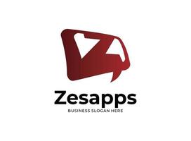 Initial z letter apps talk logo vector red