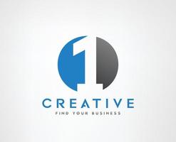 N One 1 Negative space logo design vector templates