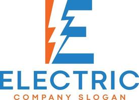 E Electric Letter Logo Design With Lighting Thunder Bolt logo vector