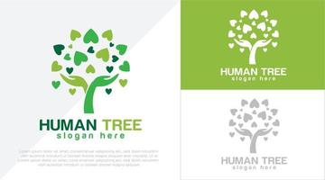 humano árbol cuidado logo diseño vector modelo