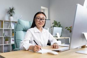 Portrait of young beautiful and successful Asian business woman photo