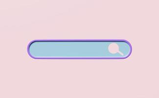 blue search bar blank with magnifying glass isolated on pink background. minimal web search engine or web browsing concept, 3d illustration or 3d render photo