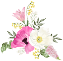 Spring floral bouquet watercolor flower blooming png