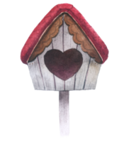 Birdhouse watercolor hand painted png