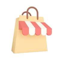 Bolsa de compras. renderização 3d de compras on-line. png