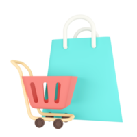 Shopping Cart. Online Shopping 3D rendering. png