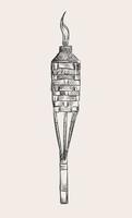 Hand-drawn sketch of hawaii bamboo torch vector