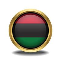 African American Flag circle shape button glass in frame golden vector