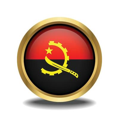 Angola Flag circle shape button glass in frame golden